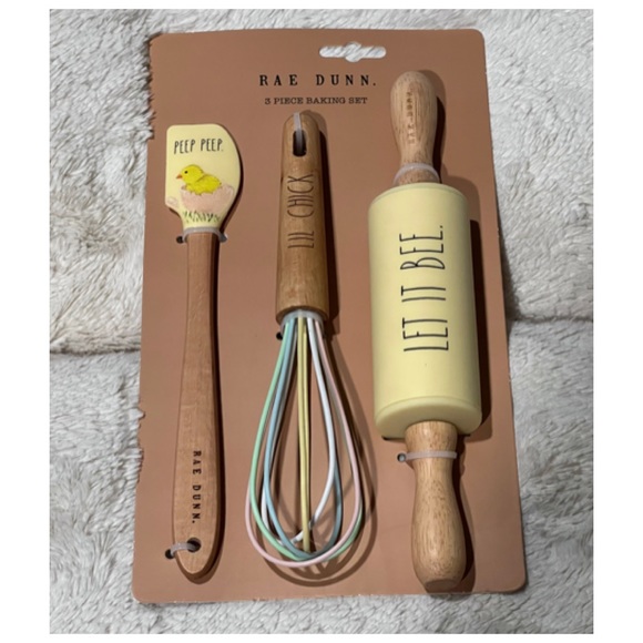 Rae Dunn Baking Set ~ Peep Spatula, Lil Chick Whisk & Let It Bee Rolling Pin 🐥 - Picture 1 of 1